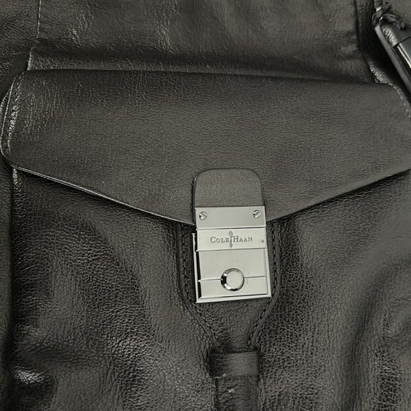 COLE HAAN  silver gray leather shoulder bag purse - Picture 5 of 12